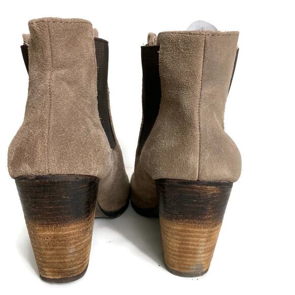 Vince Camuto Hessa Boots Suede Slip On Chelsea Ankle Ombre Heel Tan Size 8.5B - Picture 4 of 9